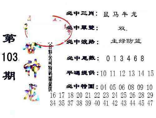 六合彩103期六合神龙