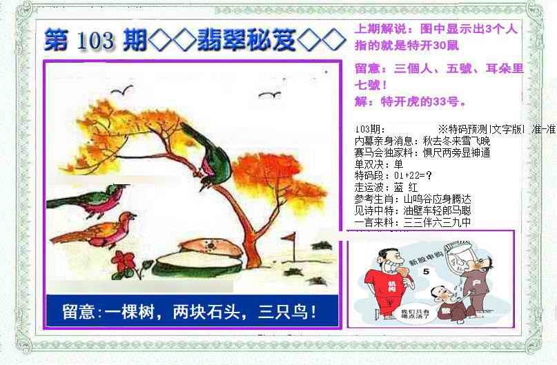 六合彩103期另翡翠秘笈(信封)