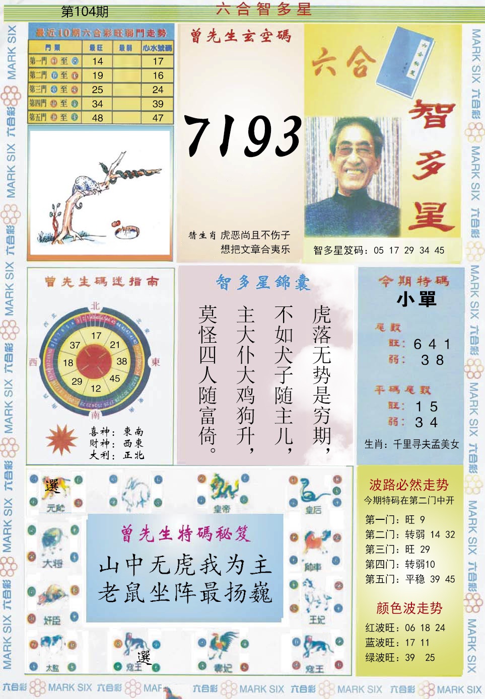 六合彩104期六合智多星