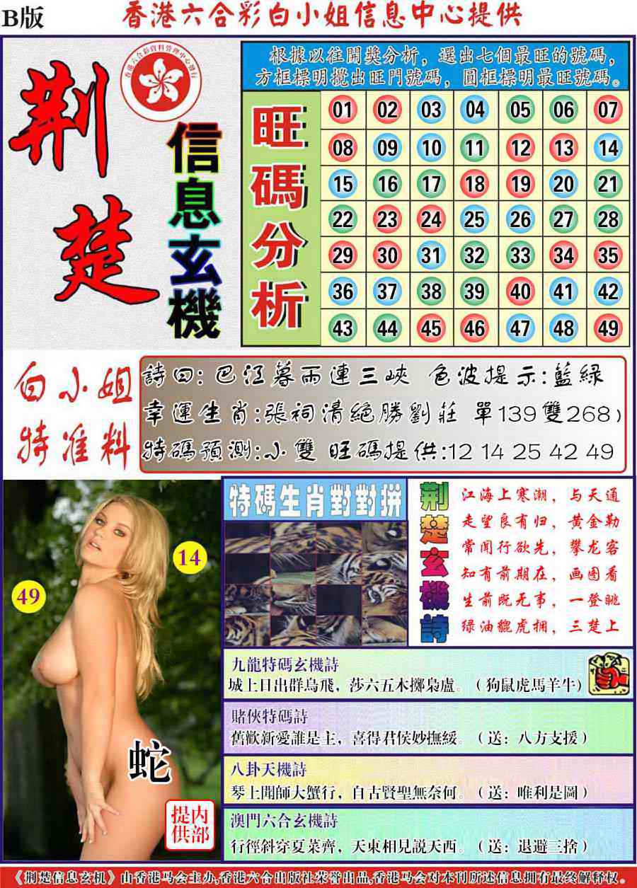 六合彩104期荆楚信息玄机B