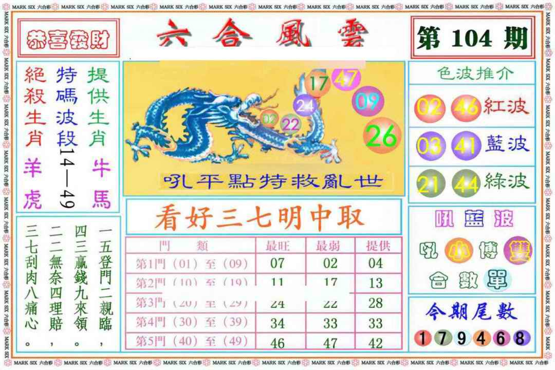 六合彩104期六合风云《另版》