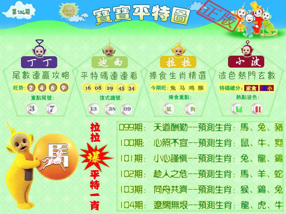 六合彩104期宝宝平特图（热）