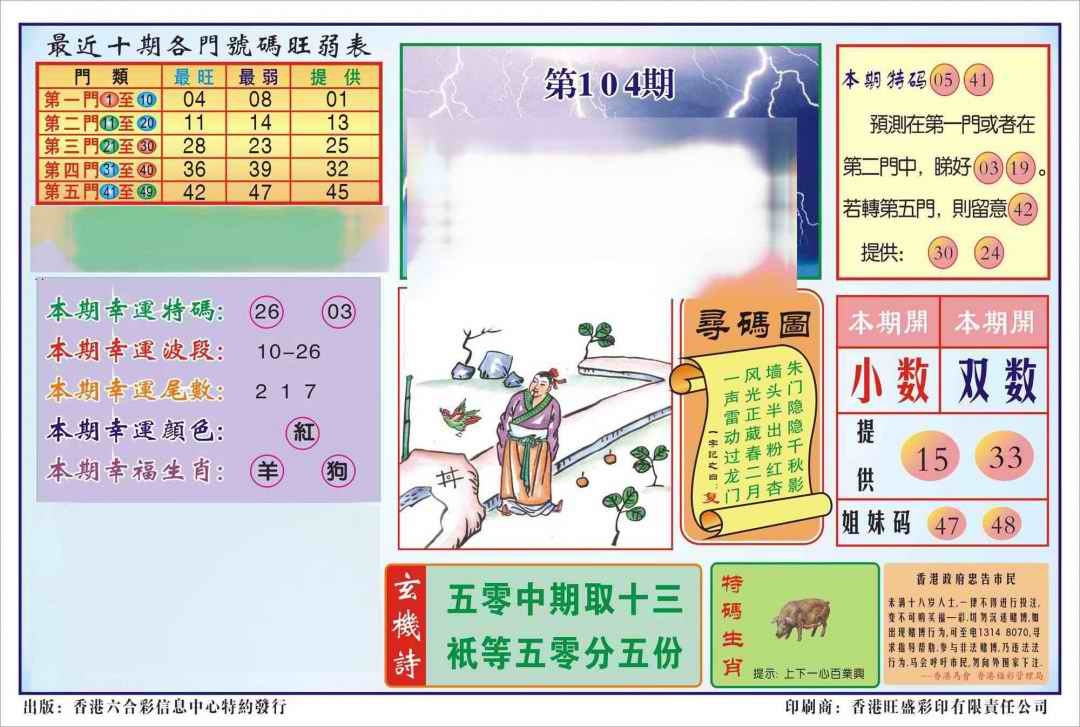 六合彩104期香港逢赌必羸(新图)