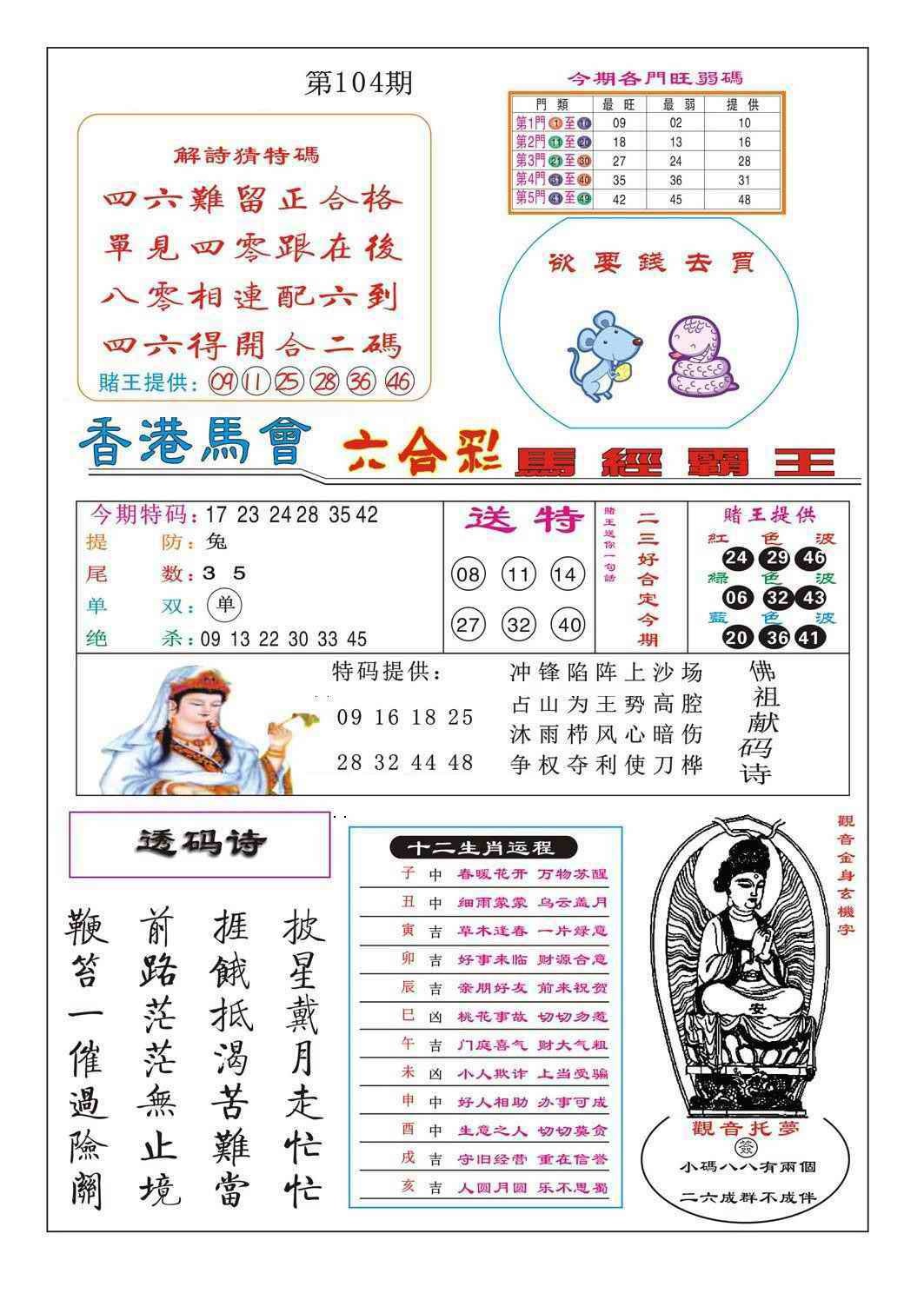 六合彩104期马经霸王
