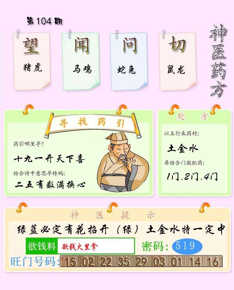 六合彩104期神医药方