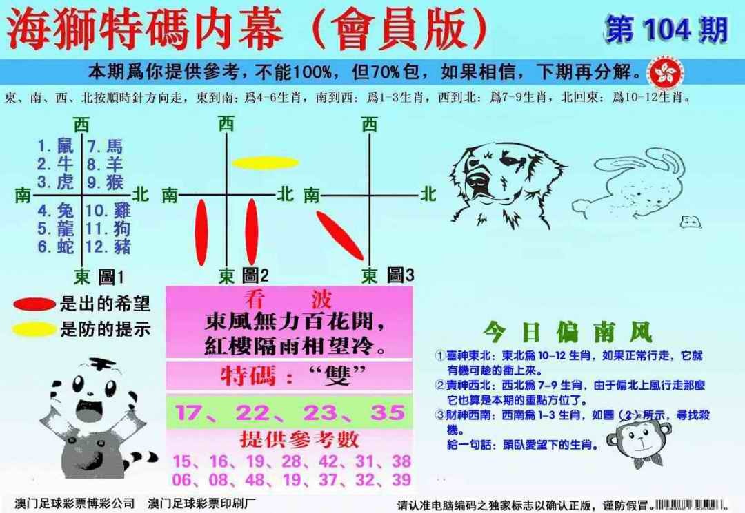 六合彩104期另版海狮特码内幕报