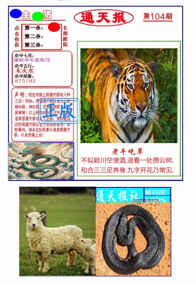 六合彩104期通天杀波图1