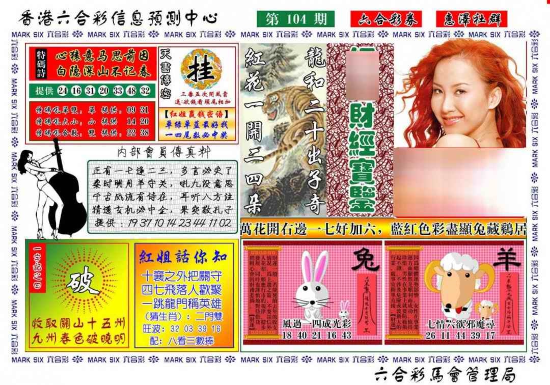 六合彩104期红姐财经宝鉴