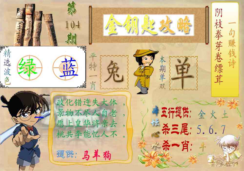 六合彩104期金钥匙攻略