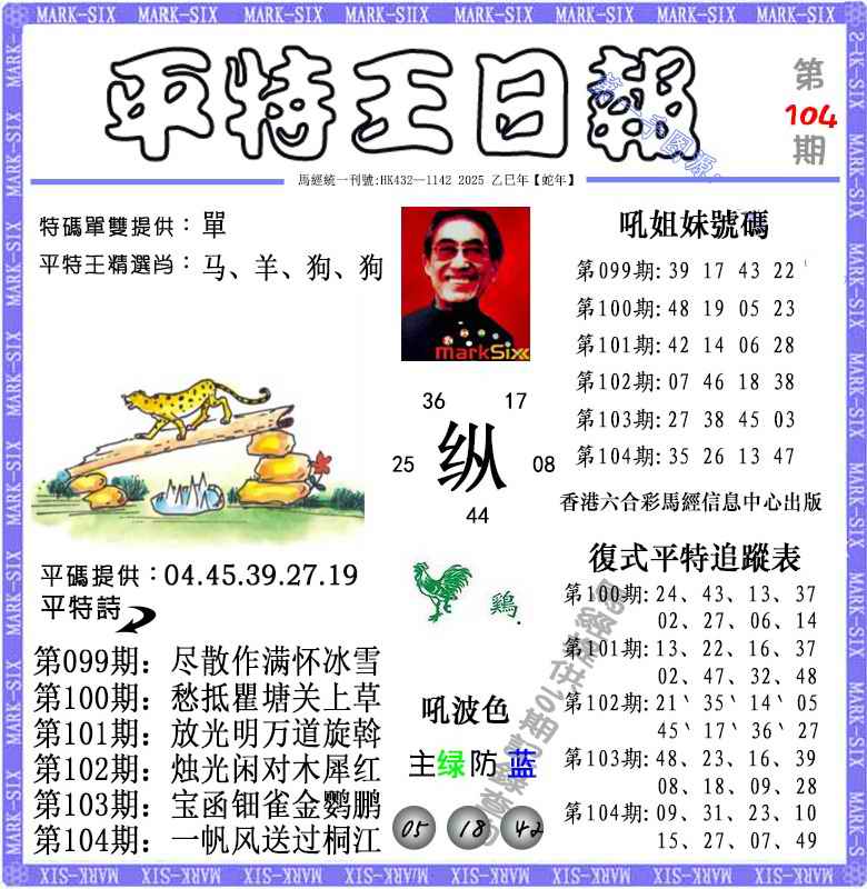 六合彩104期平特王日报（荐）