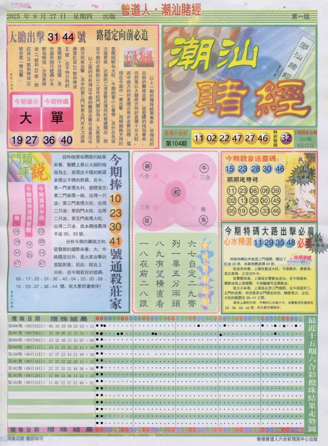 六合彩105期潮汕赌经A
