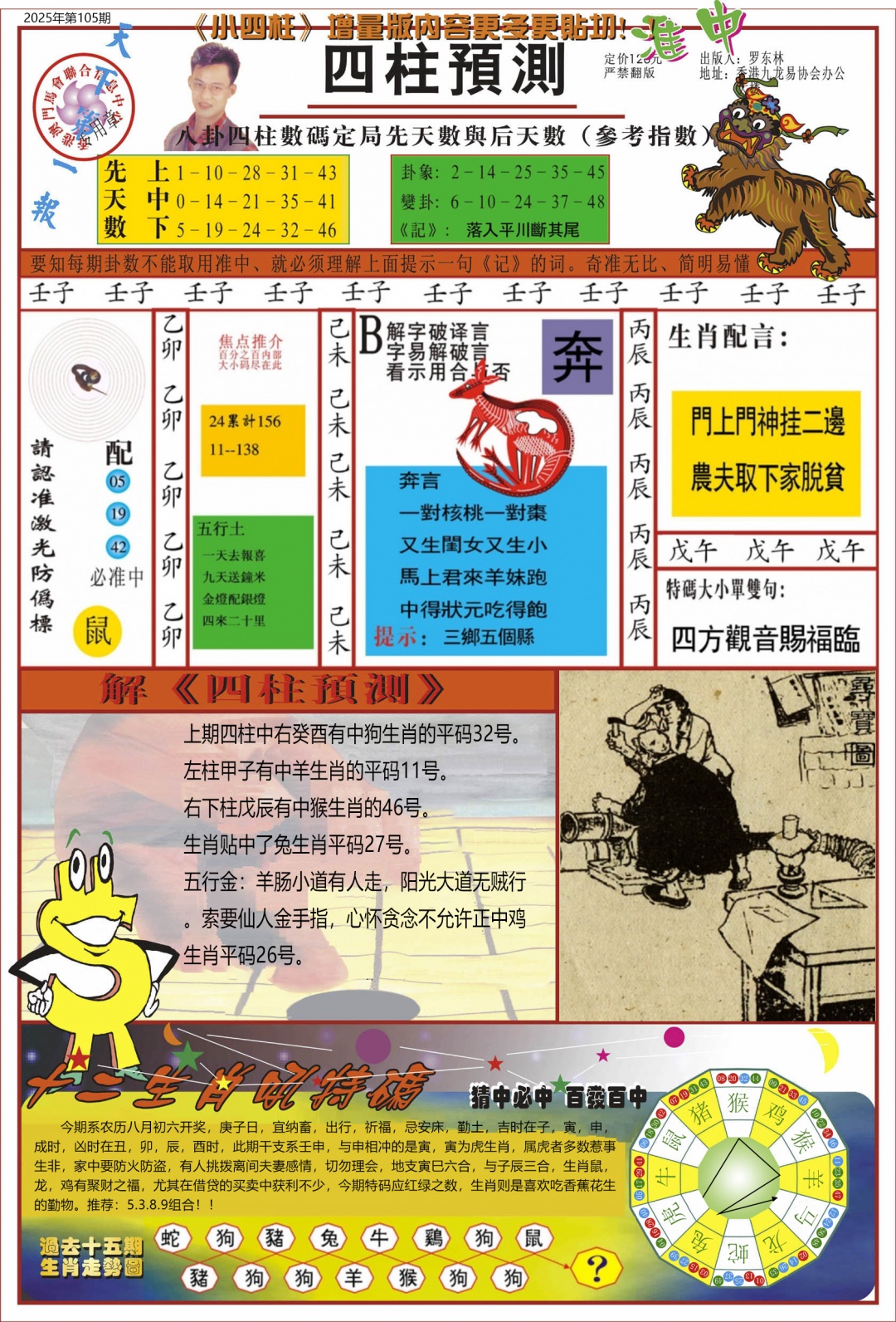 六合彩105期中四柱预测A