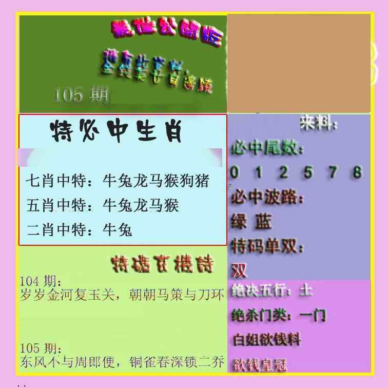 六合彩105期波肖门尾最佳公开版