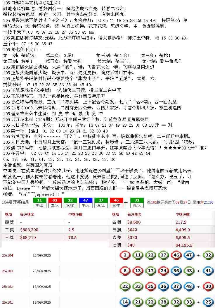 六合彩105期五星报B