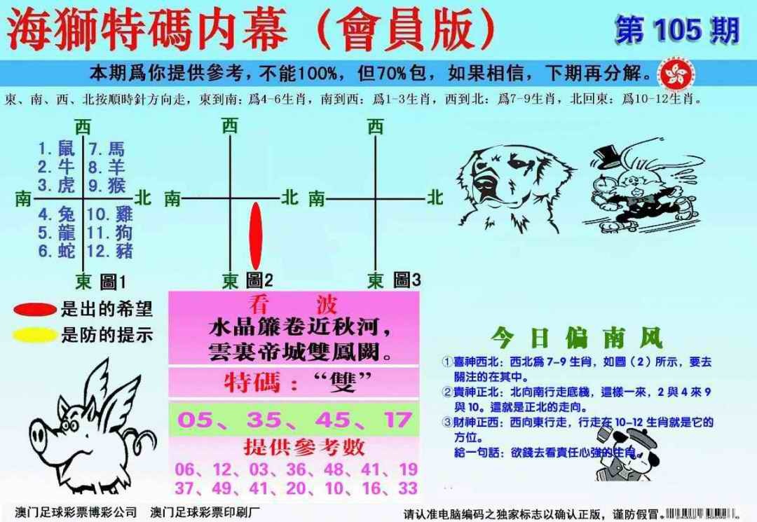 六合彩105期另版海狮特码内幕报