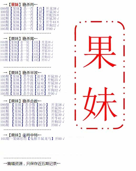 六合彩105期果妹心水