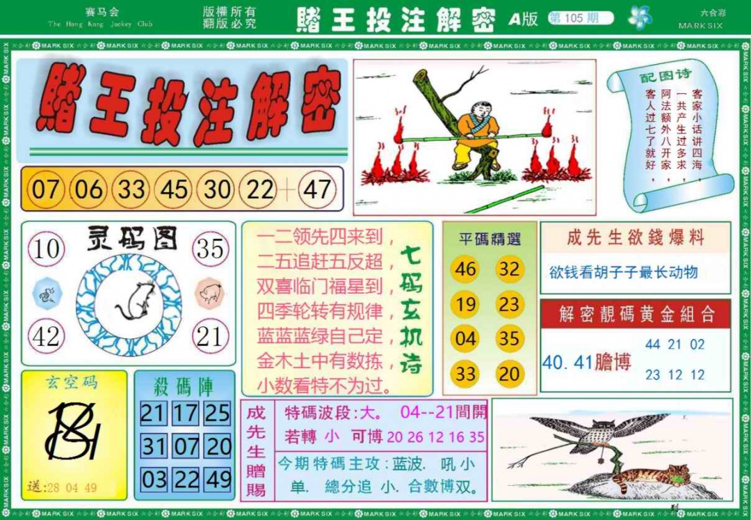 六合彩105期赌王投注解密记录