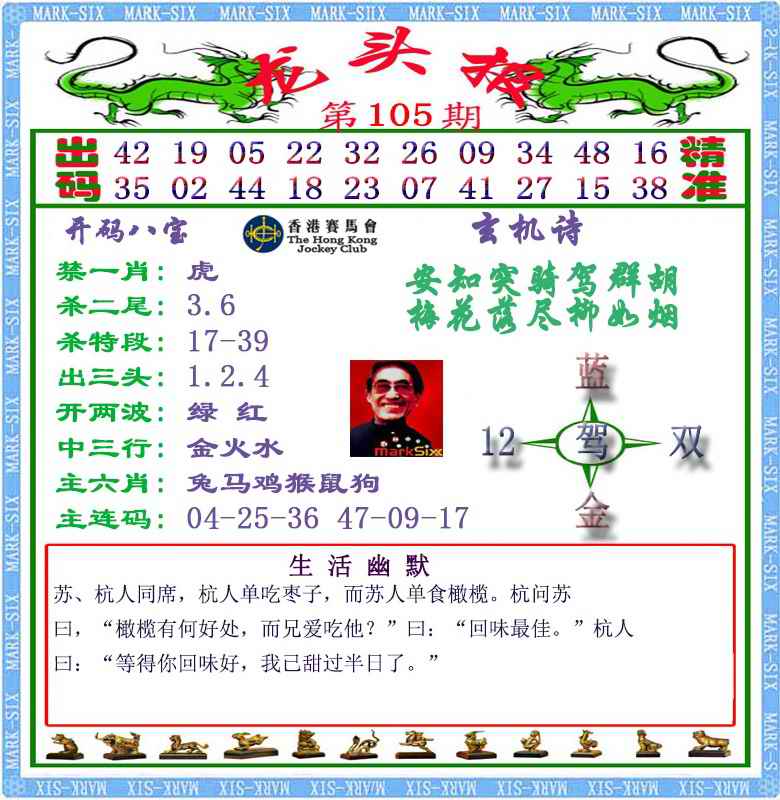 六合彩105期马经龙头报（荐）