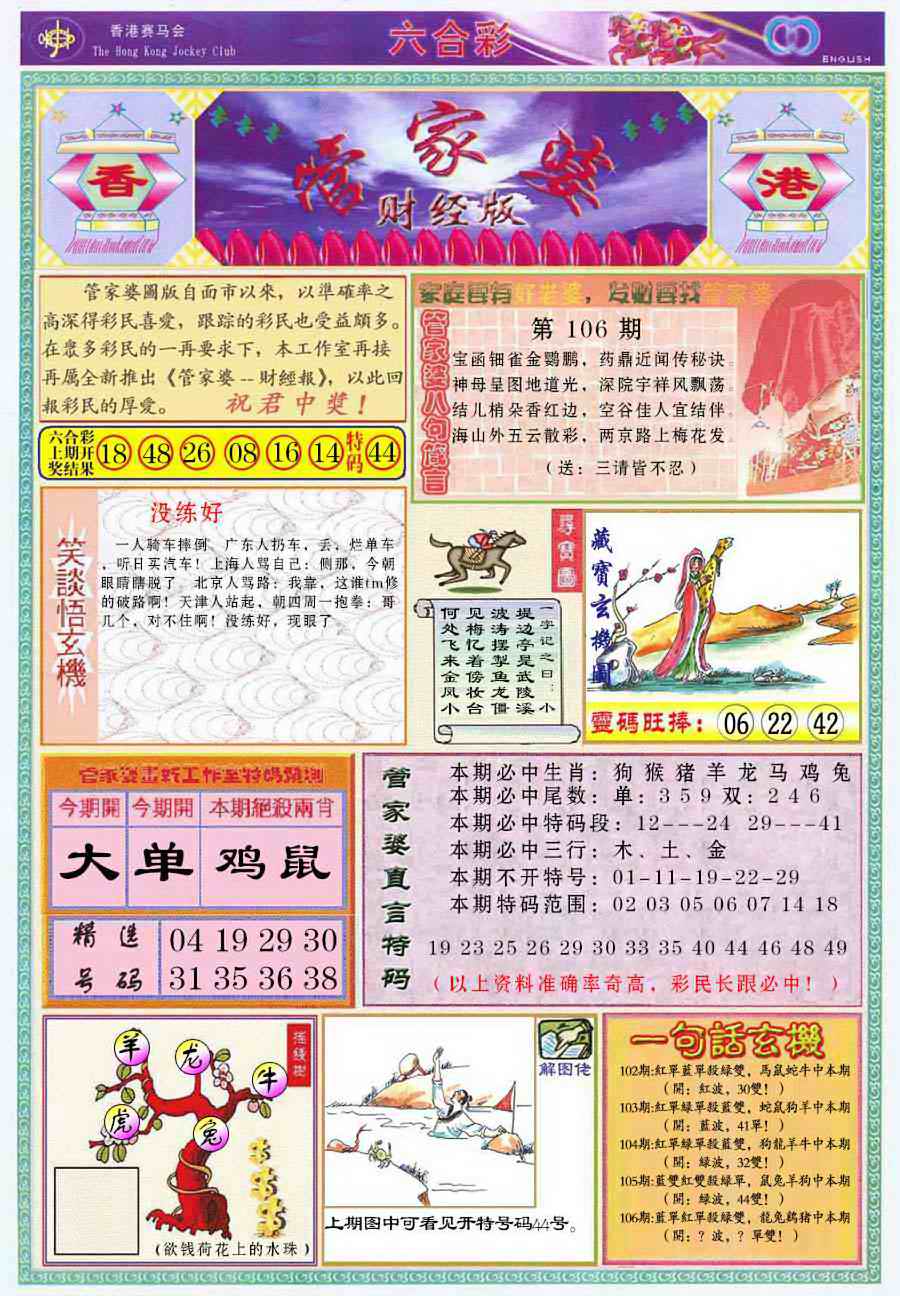 六合彩106期管家婆财经版