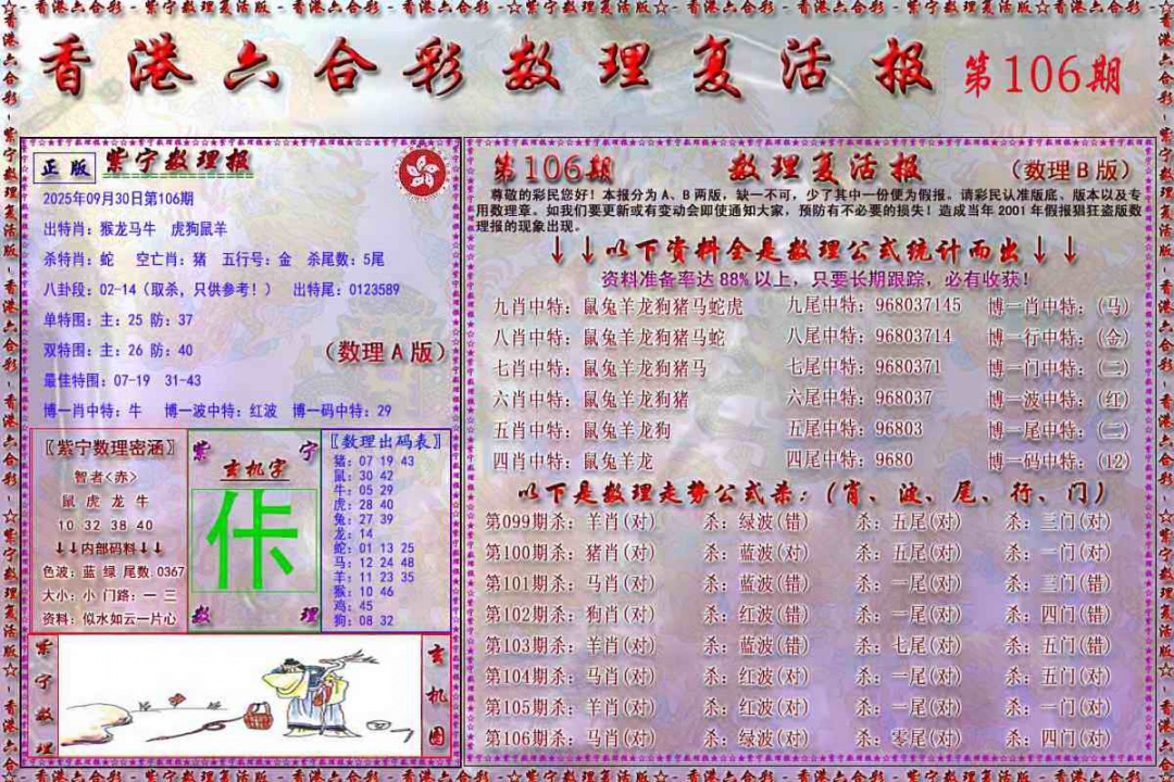 六合彩106期数理复活报