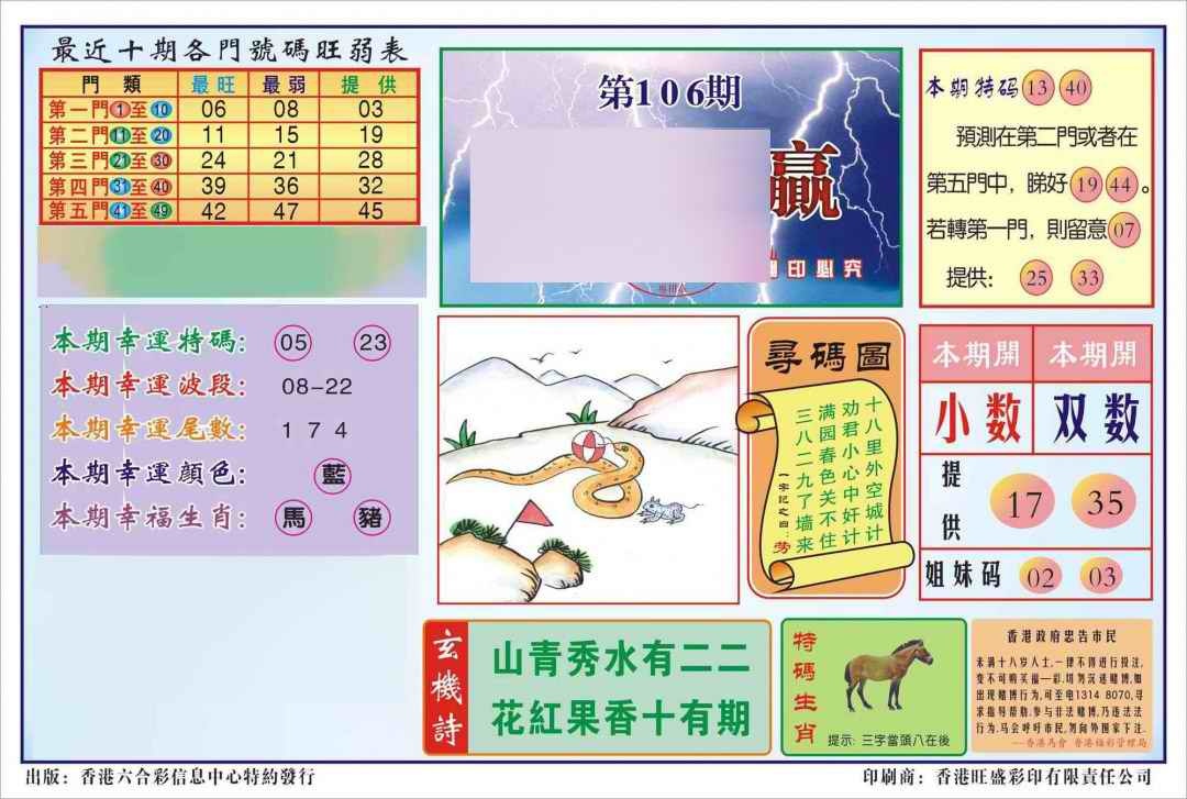 六合彩106期香港逢赌必羸(新图)