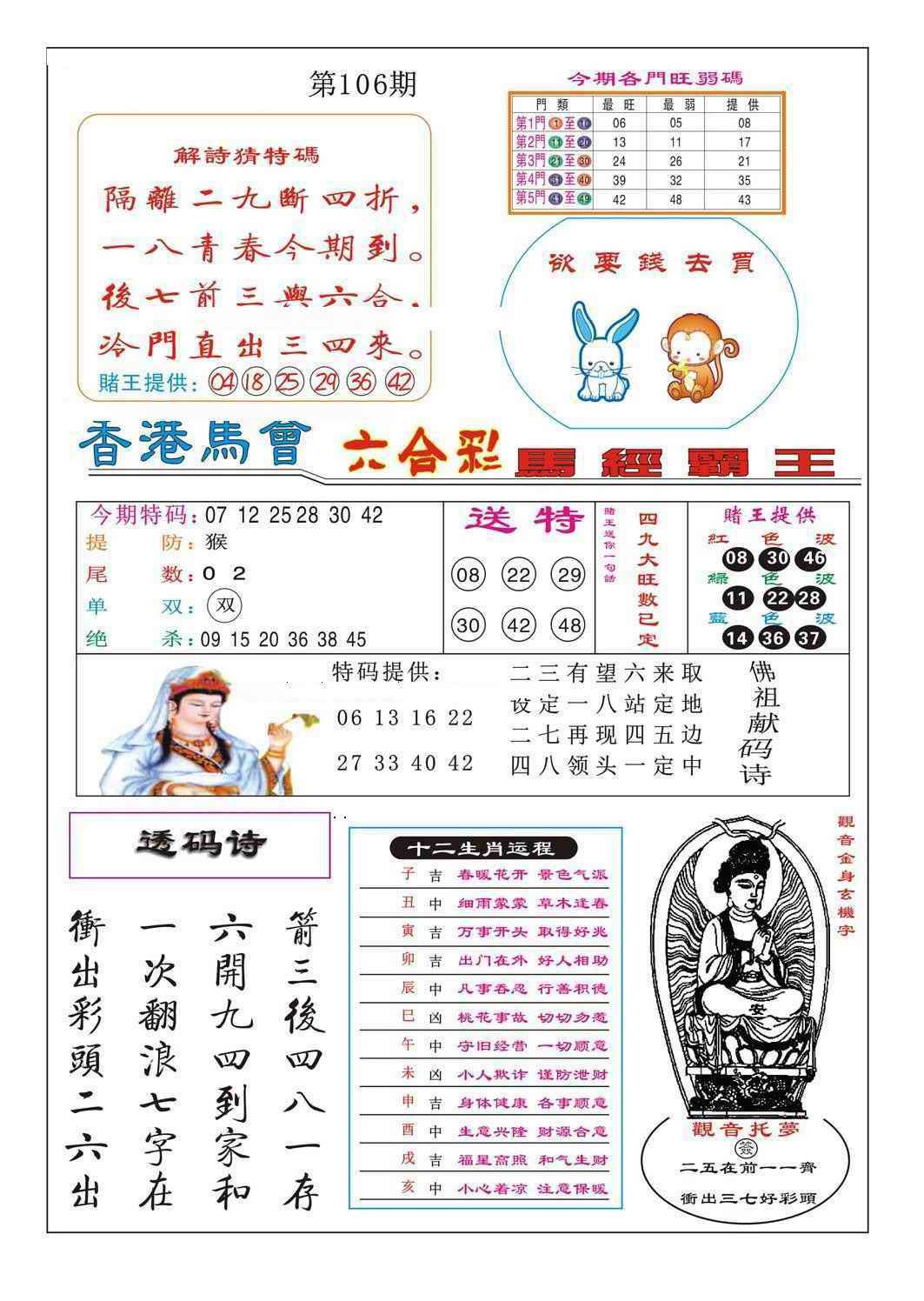 六合彩106期马经霸王
