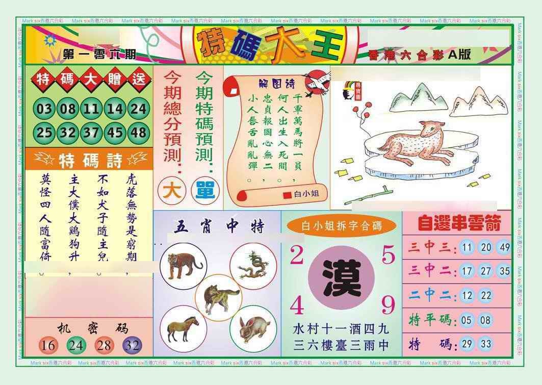 六合彩106期特码大王A（新图）