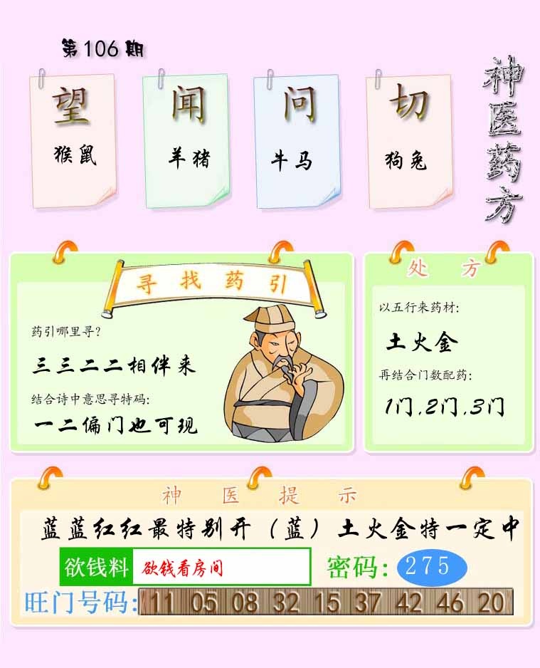 六合彩106期神医药方