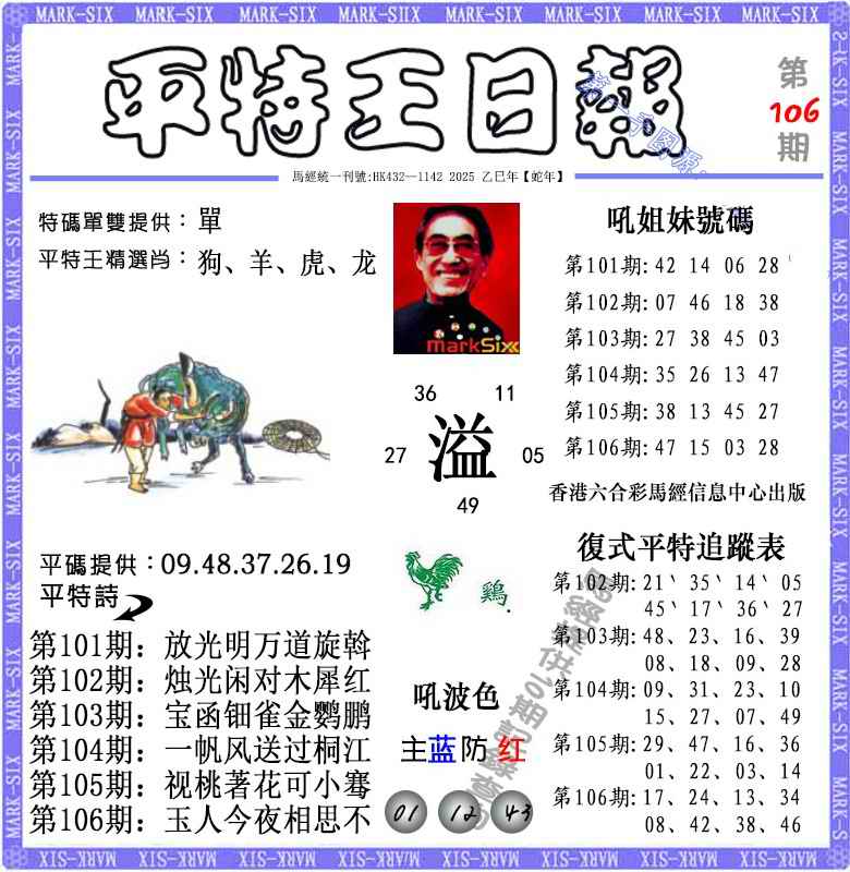 六合彩106期平特王日报（荐）