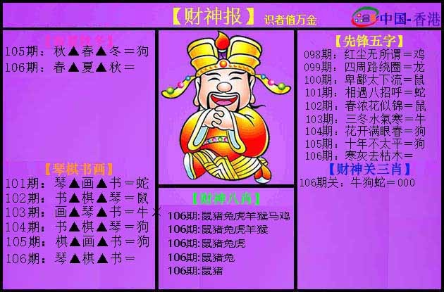 六合彩106期紫财神