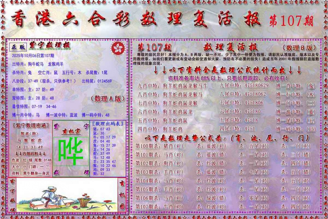 六合彩107期数理复活报