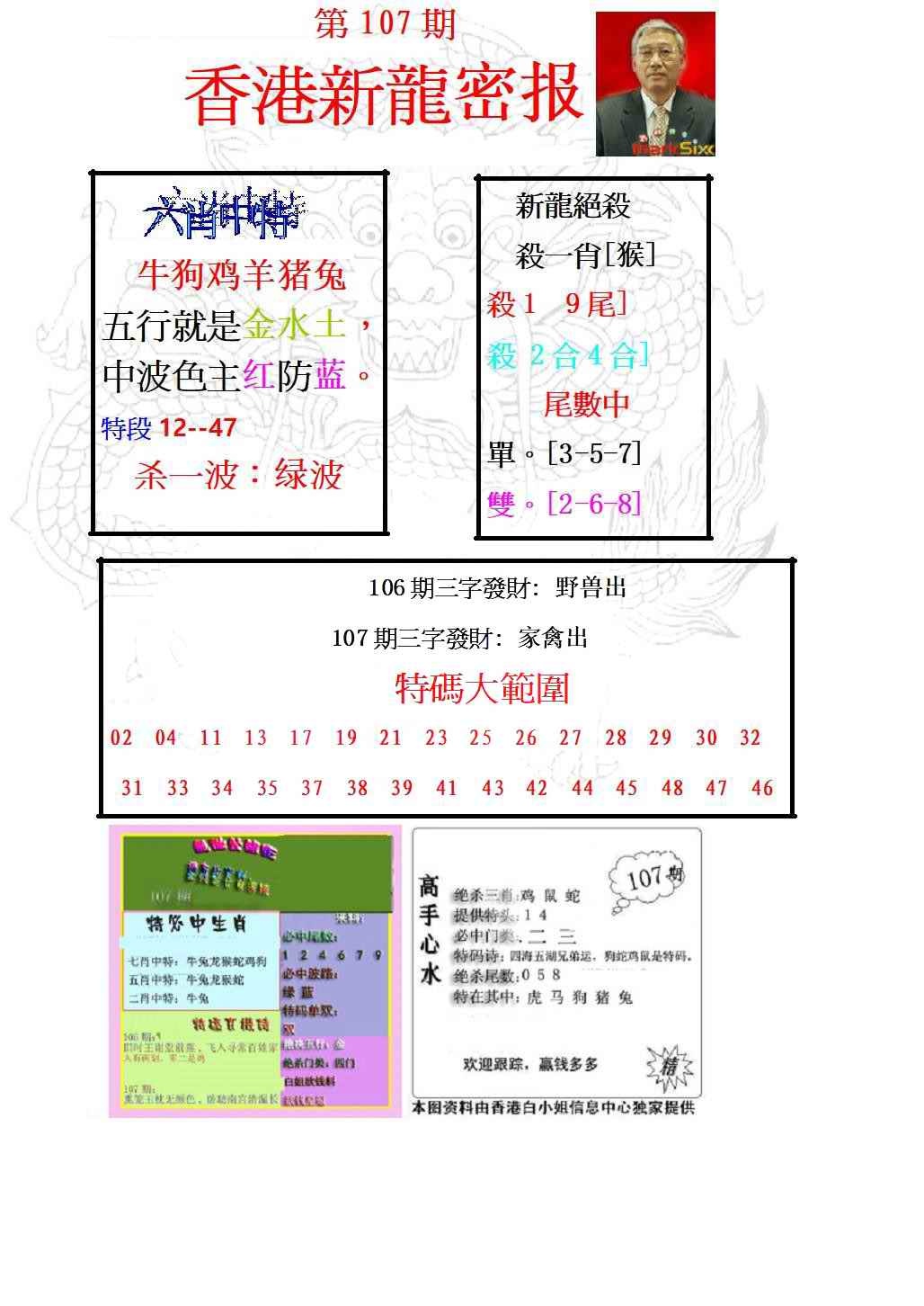 六合彩107期新龙密报