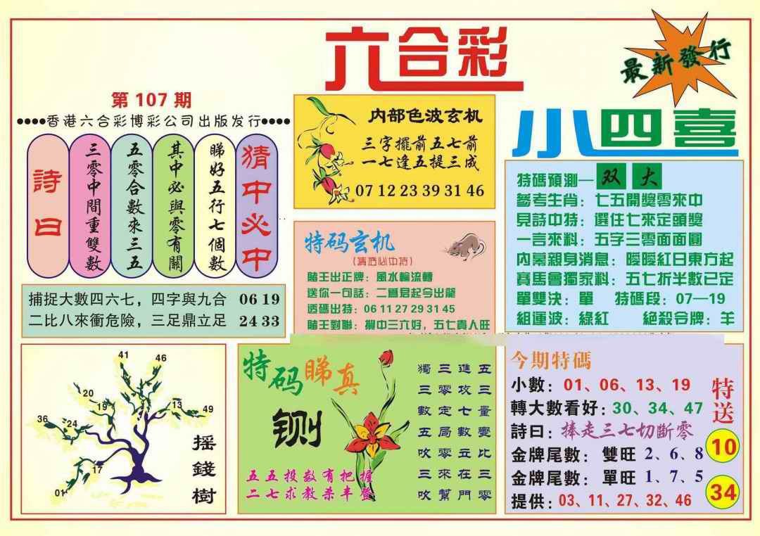 六合彩107期香港小四喜(新图)