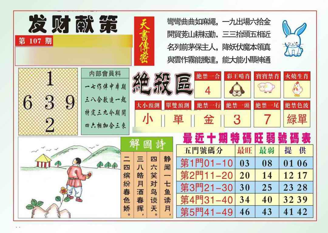 六合彩107期发财献策