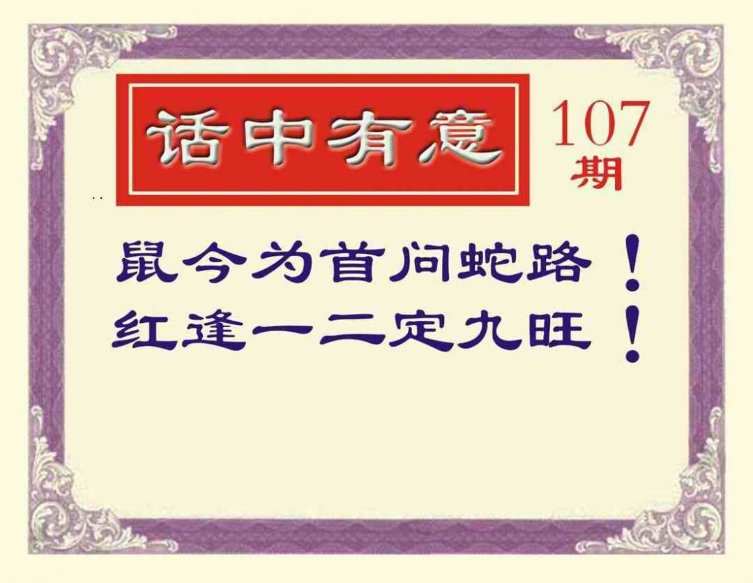 六合彩107期话中有意