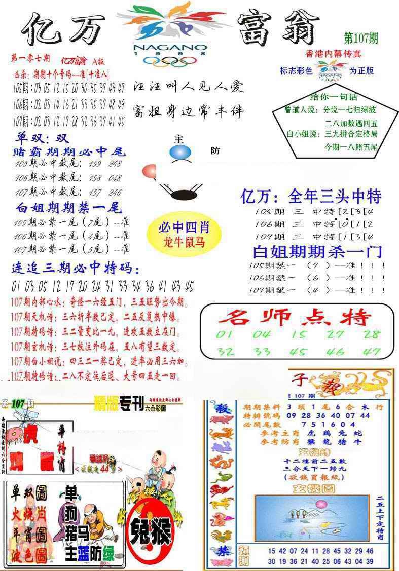 六合彩107期亿万富翁A