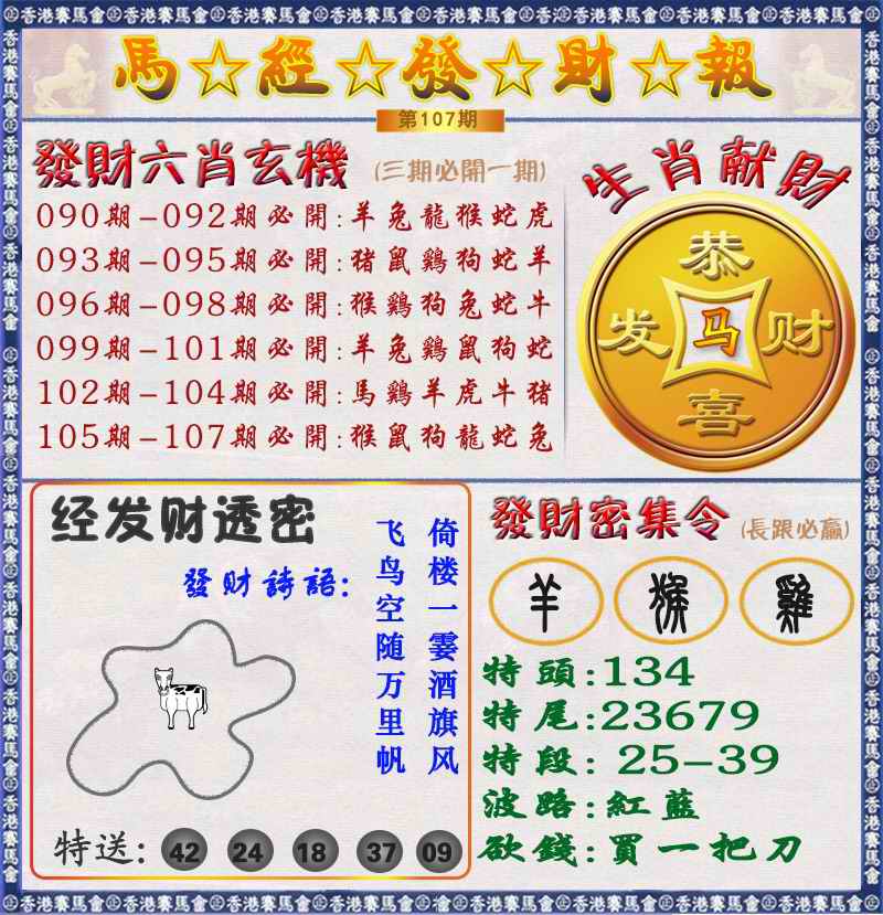 六合彩107期马经发财报（荐）