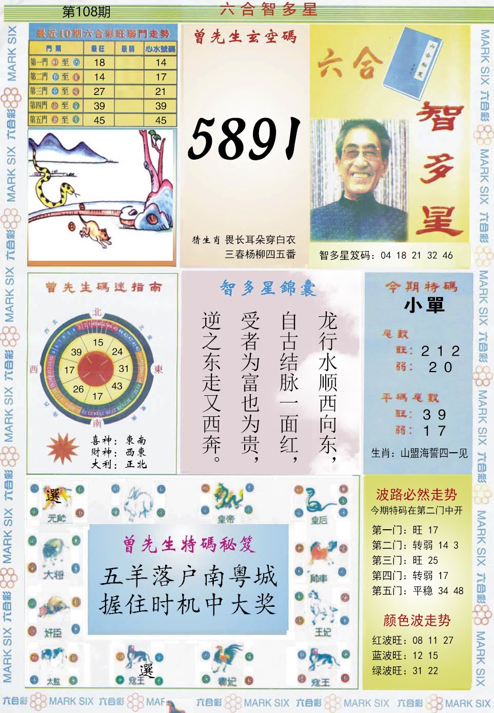 六合彩108期六合智多星