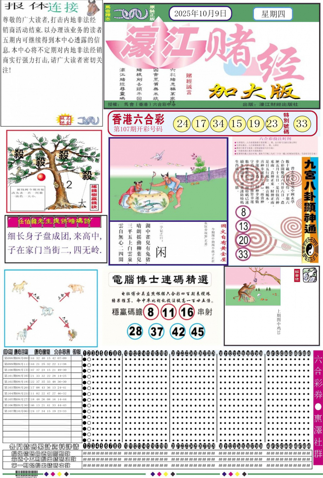六合彩108期濠江赌经A加大版