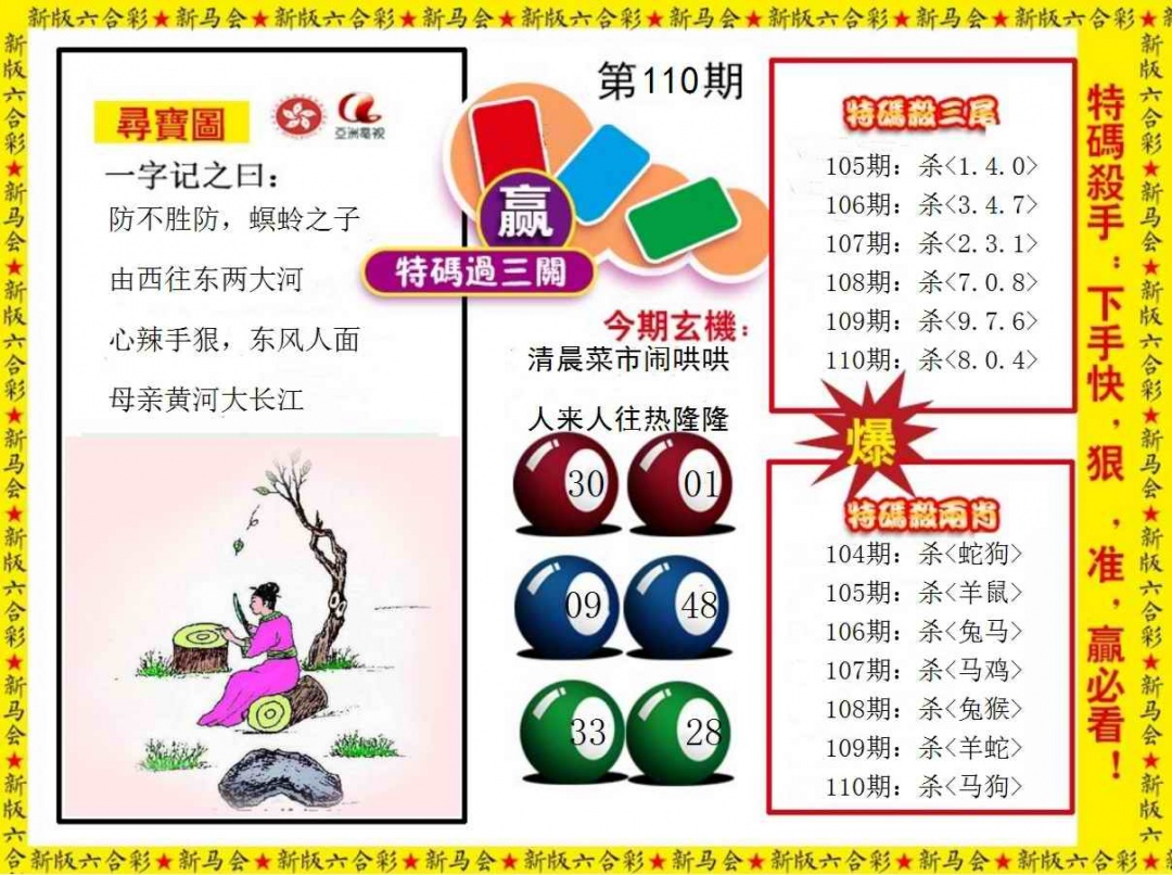 六合彩110期特码过三关