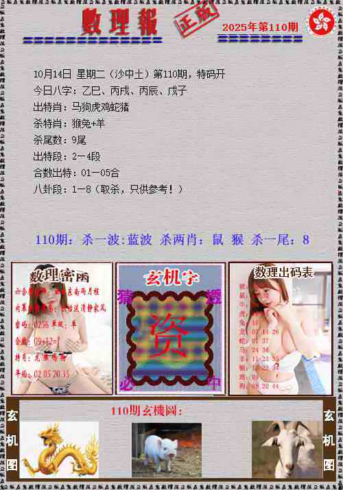 六合彩110期数理报