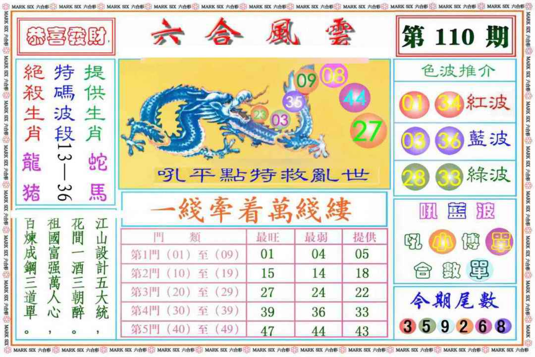 六合彩110期六合风云《另版》