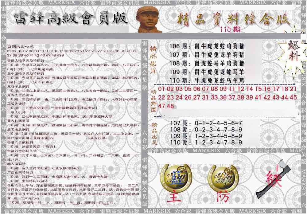 六合彩110期雷锋资料综合版