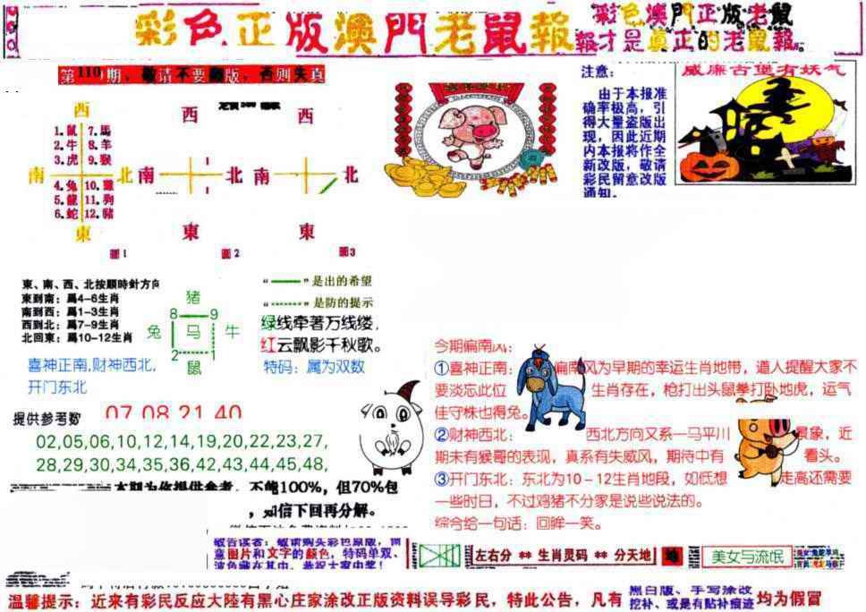 六合彩110期彩色正版澳门老鼠报