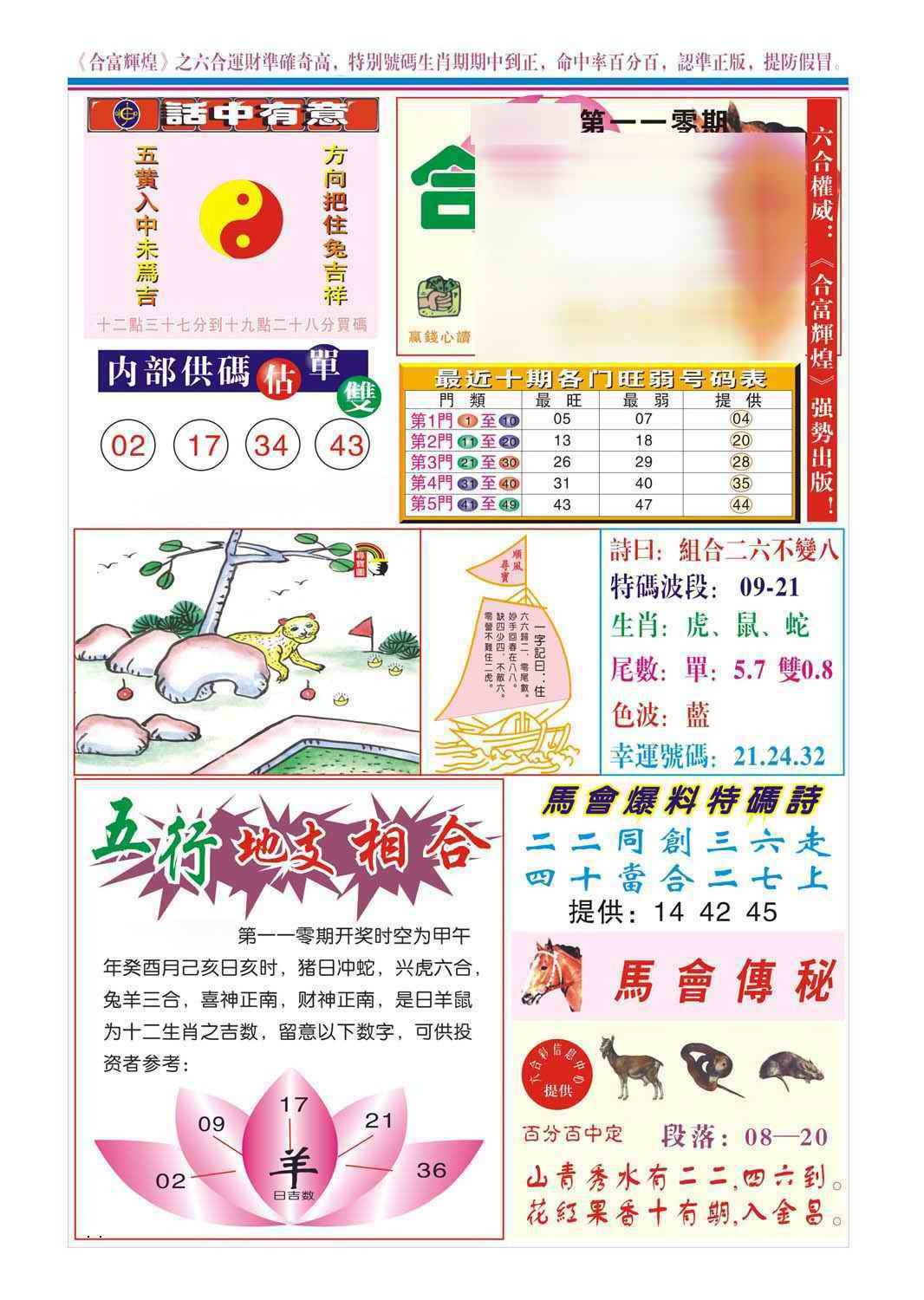 六合彩110期合富辉煌(新图)