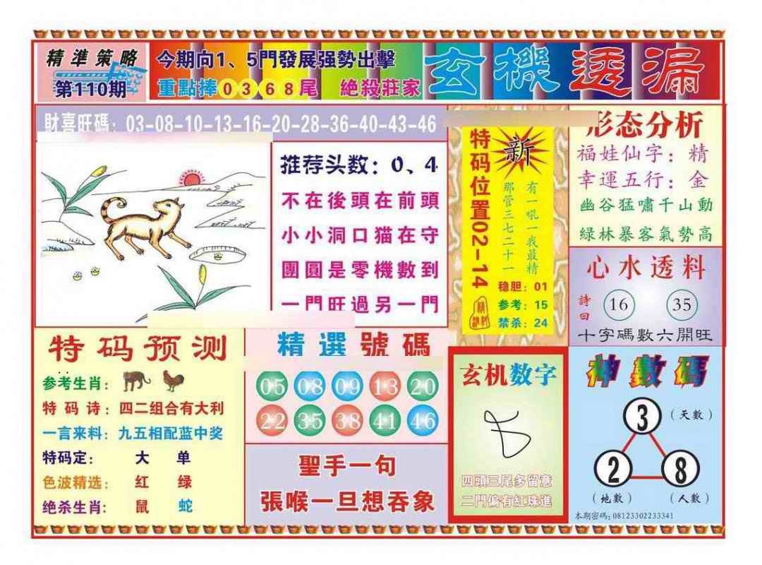 六合彩110期玄机透漏（新图）