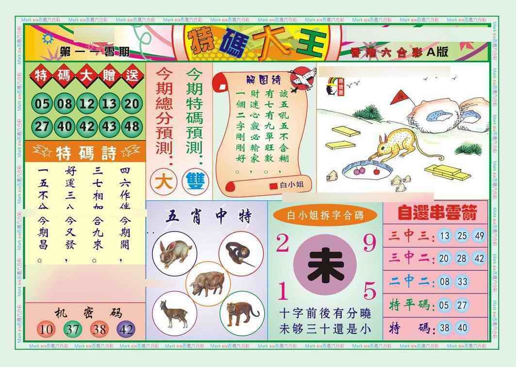 六合彩110期特码大王A（新图）