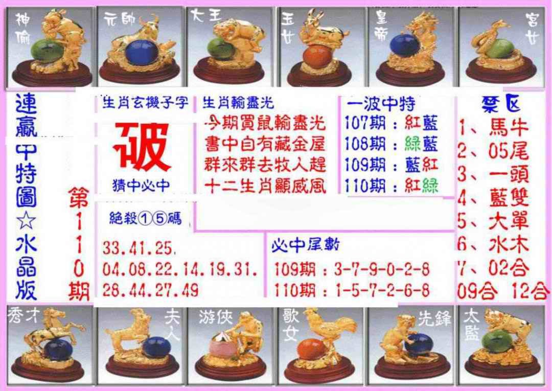 六合彩110期连赢中特图（水晶版）