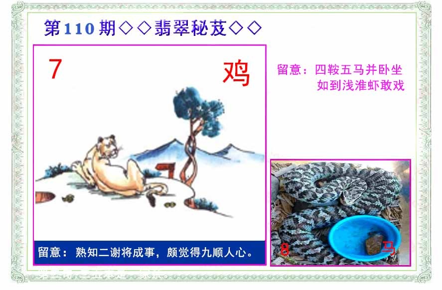 六合彩110期翡翠报