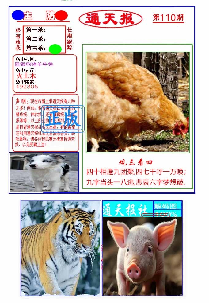 六合彩110期通天杀波图1